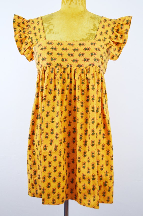 Sunshine Babydoll Dress | 70s vintage Indian Bloc… - image 3