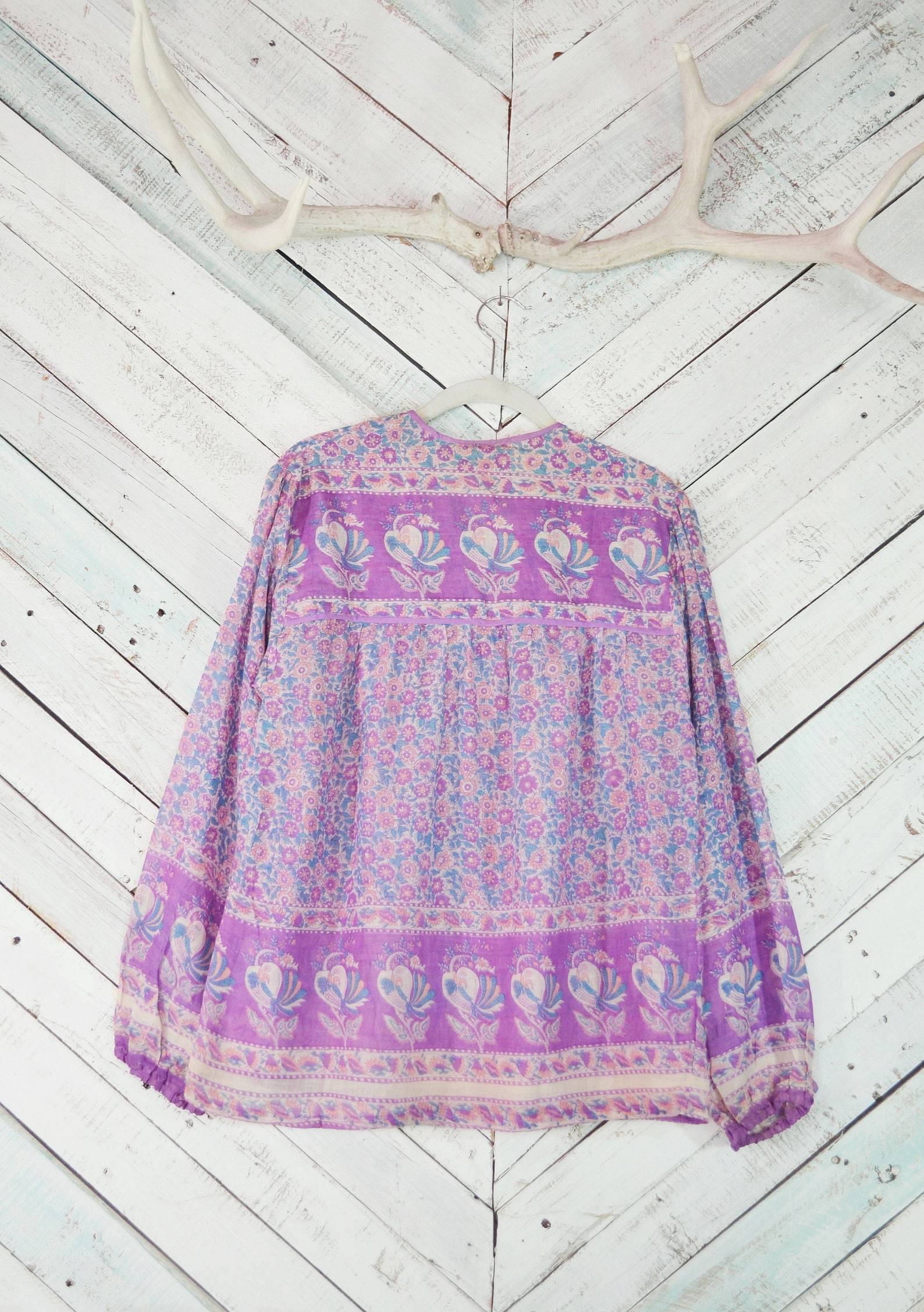 Lilac Indian Gauze Blouse 70s Vtg Deadstock India Cotton Etsy