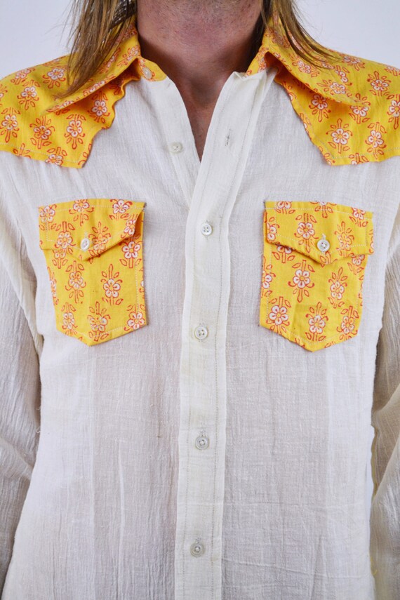 Indian Gauze Shirt | vintage 70s Indian western s… - image 3
