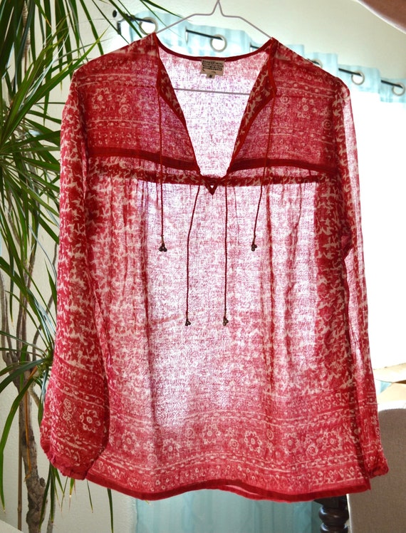 70s vintage DEADSTOCK gauze cotton shirt INDIAN b… - image 9