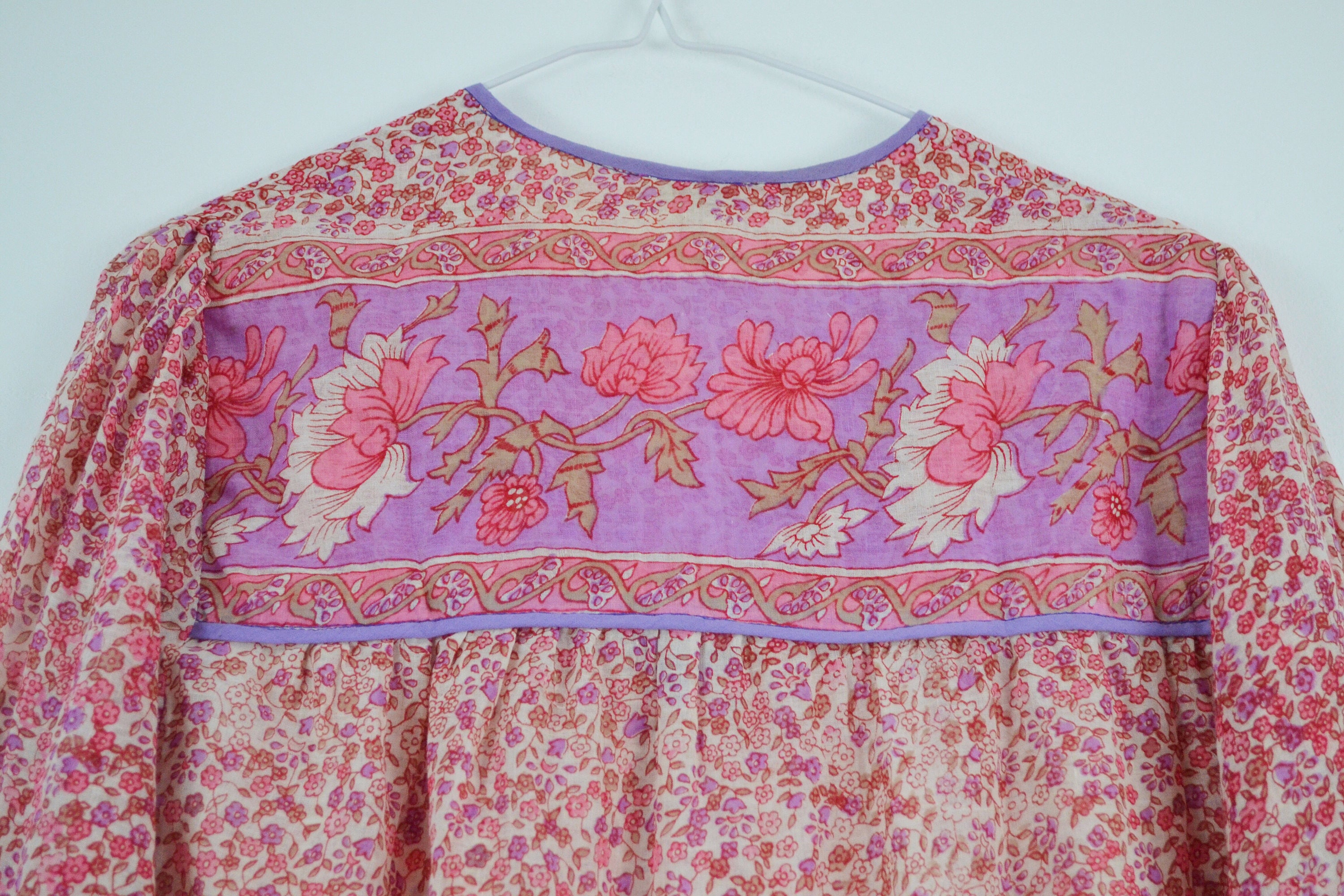 Petal Indian Blouse 70s Vtg Indian Gauze Shirt Boho Top Etsy