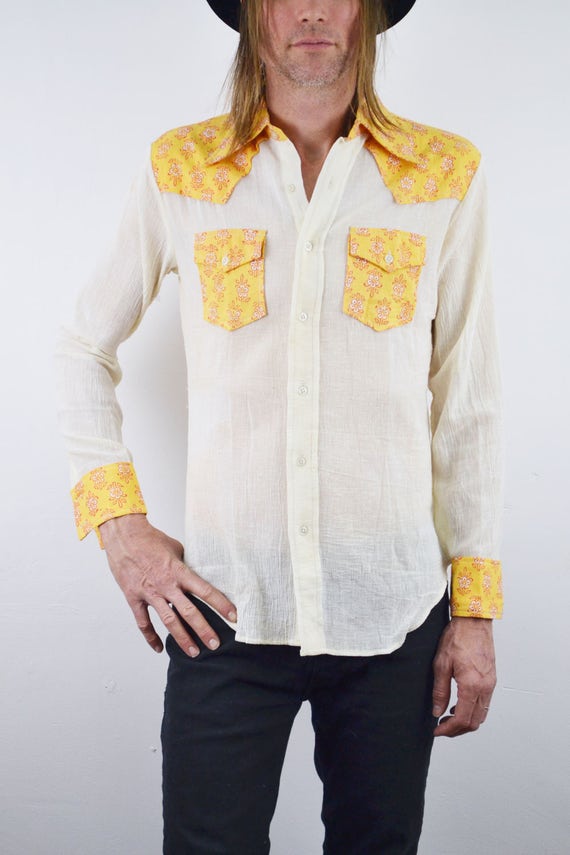 Indian Gauze Shirt | vintage 70s Indian western s… - image 2