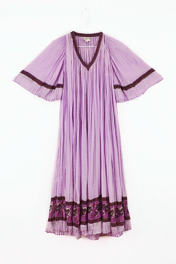 70s vtg Indian Dress deep purple Indian Cotton Dre