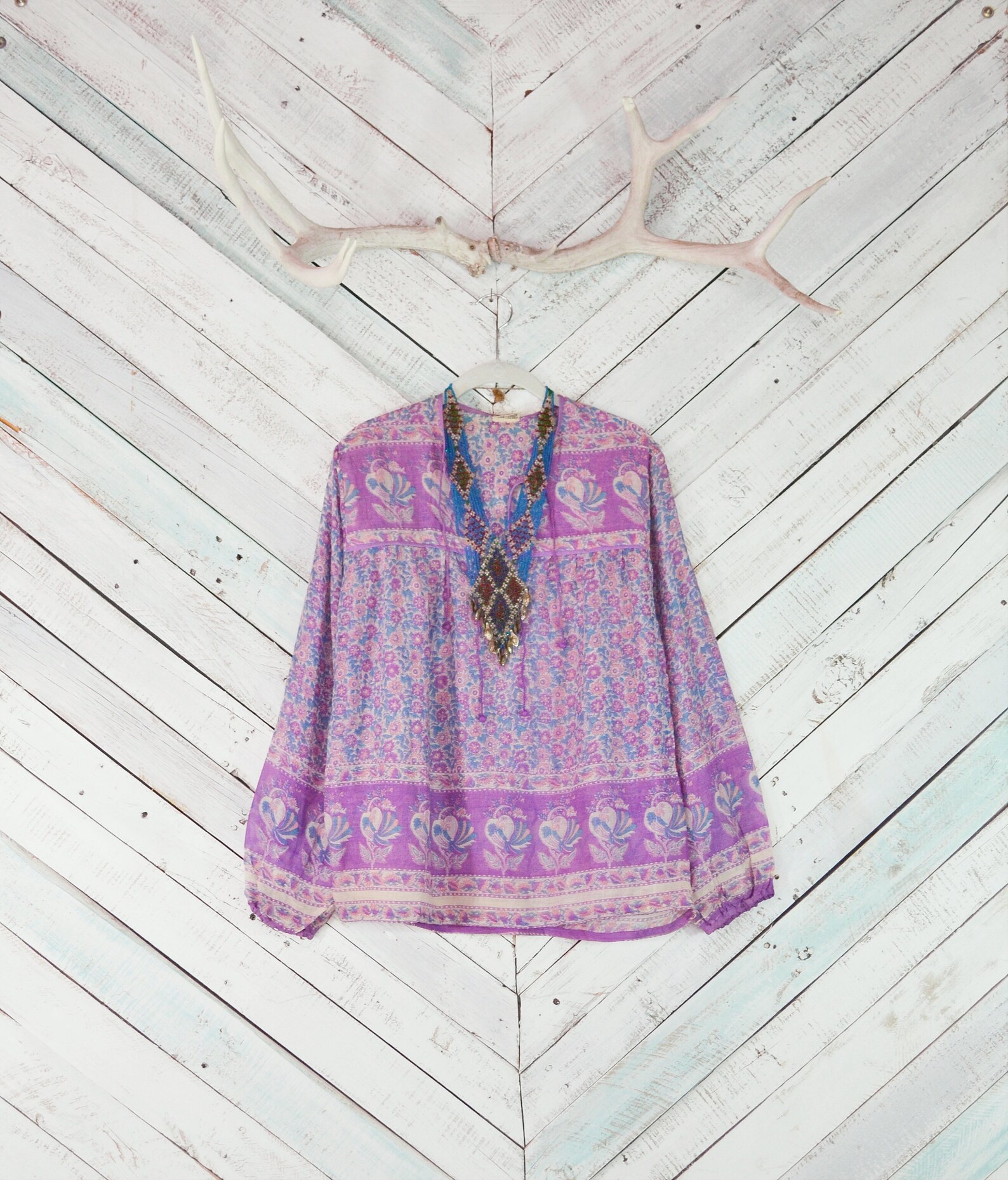 Lilac Indian Gauze Blouse 70s Vtg Deadstock India Cotton Etsy