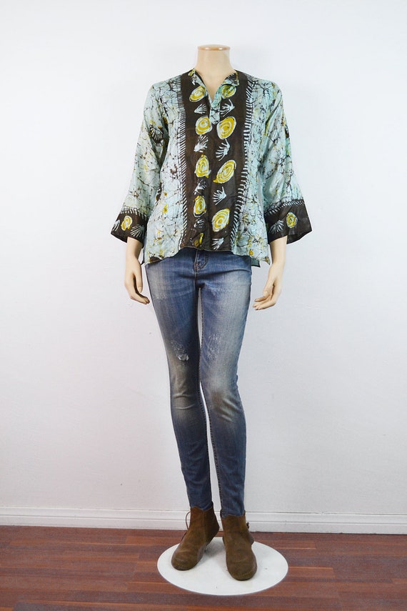 DEADSTOCK 60s vtg Indian Silk Shirt | 70s vintage… - image 1