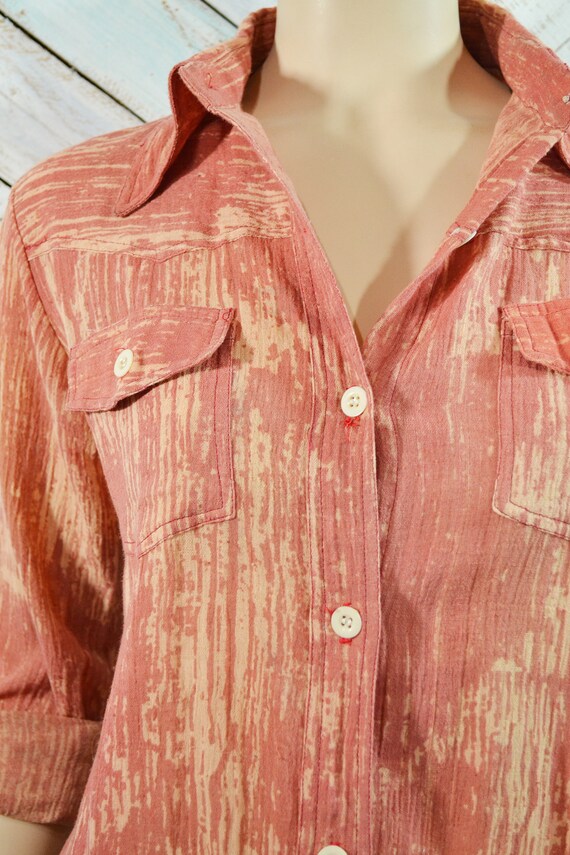Indian Gauze Western Shirt 70s Deadstock India Unisex… Gem