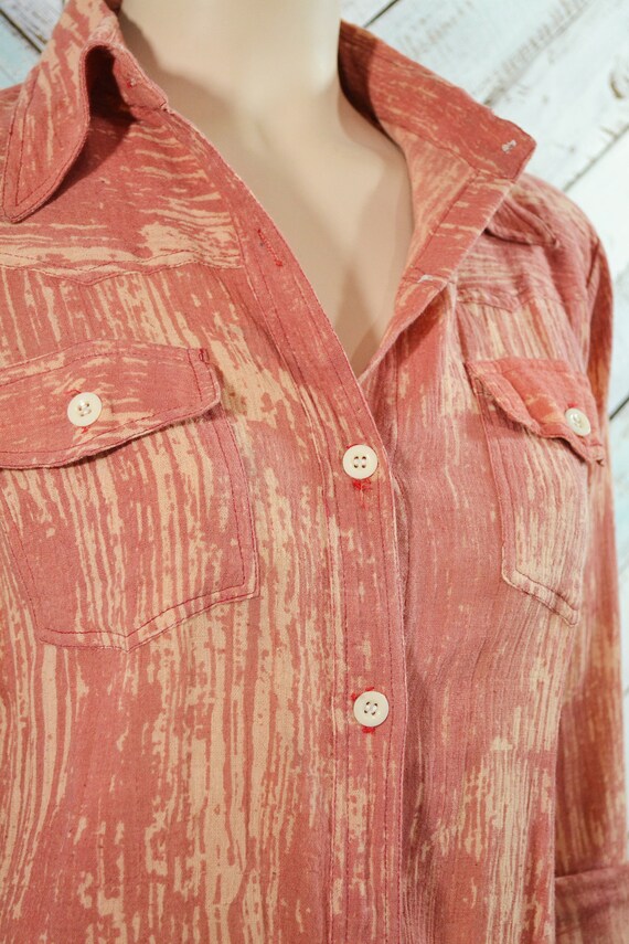 Indian Gauze Western Shirt 70s Deadstock India Unisex… Gem