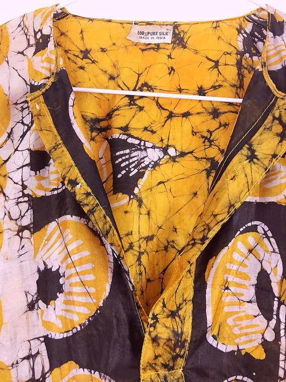 VTG 60s Indian Silk Top | DEADSTOCK India Mustard… - image 3