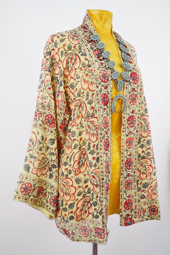 Shanaya Indian Kimono | 70s vtg block print kimon… - image 2