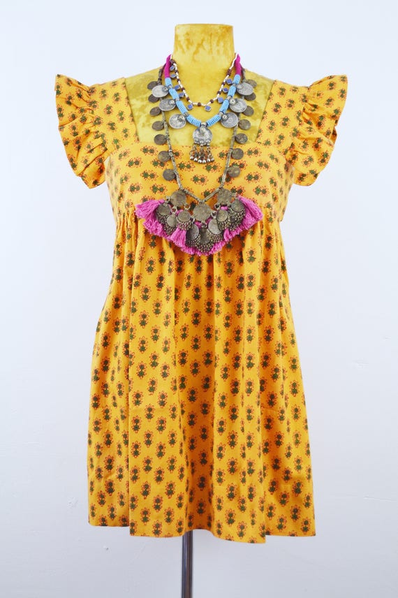 Sunshine Babydoll Dress | 70s vintage Indian Bloc… - image 2