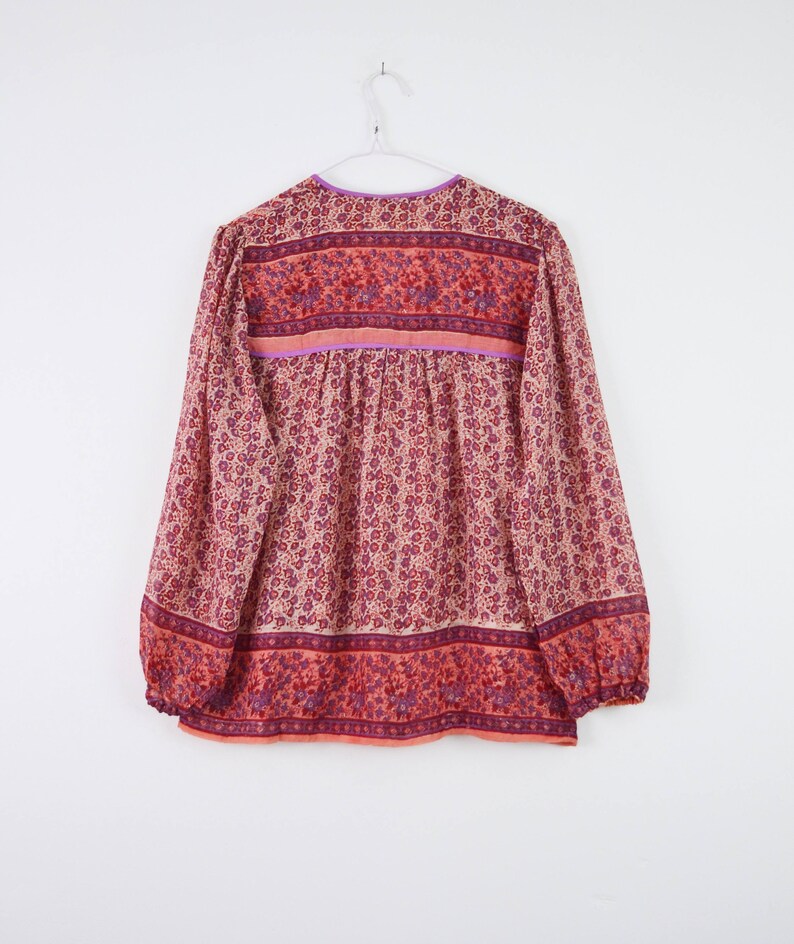 70s Vtg Indian Gauze Shirt Peachy Mauve 1970s Vintage Deadstock India