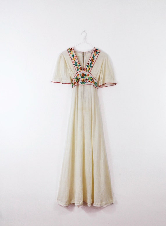 DEADSTOCK 60s Indian gauze dress 70s vintage Boho… - image 3