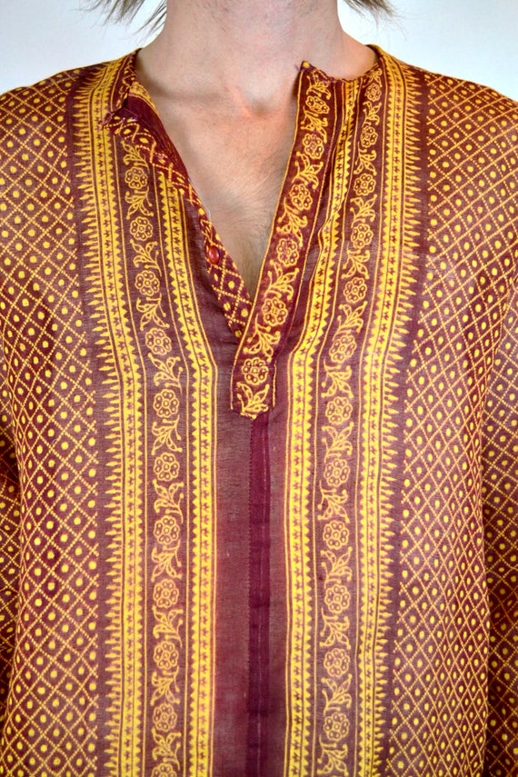 70s Vtg HIPPIE Tunic Deadstock India 1970s Vintage Sheer