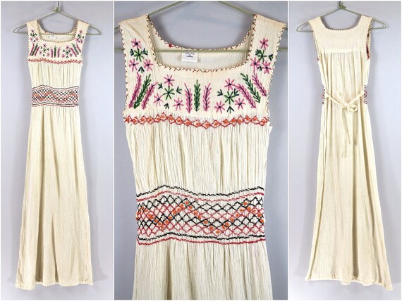 60s vtg Indian cotton dress 70s DEADSTOCK sheer c… - image 4