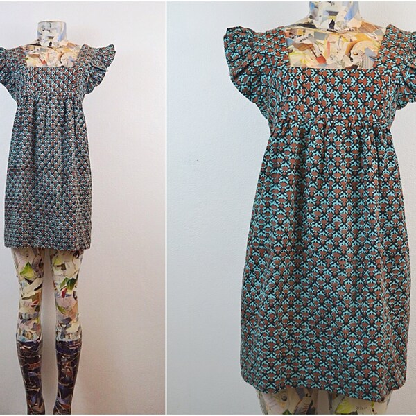 70s vtg DEADSTOCK boho INDIA babydoll mini tunic dress