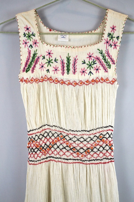 60s vtg Indian cotton dress 70s DEADSTOCK sheer c… - image 5