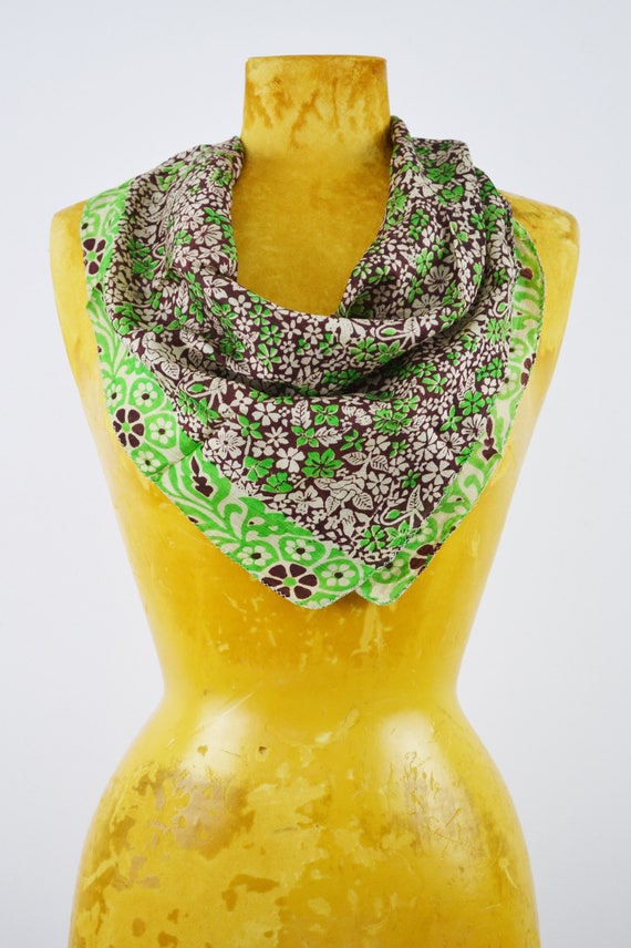 Moss Silk Scarf | 70s vintage Indian scarf | 1970… - image 2