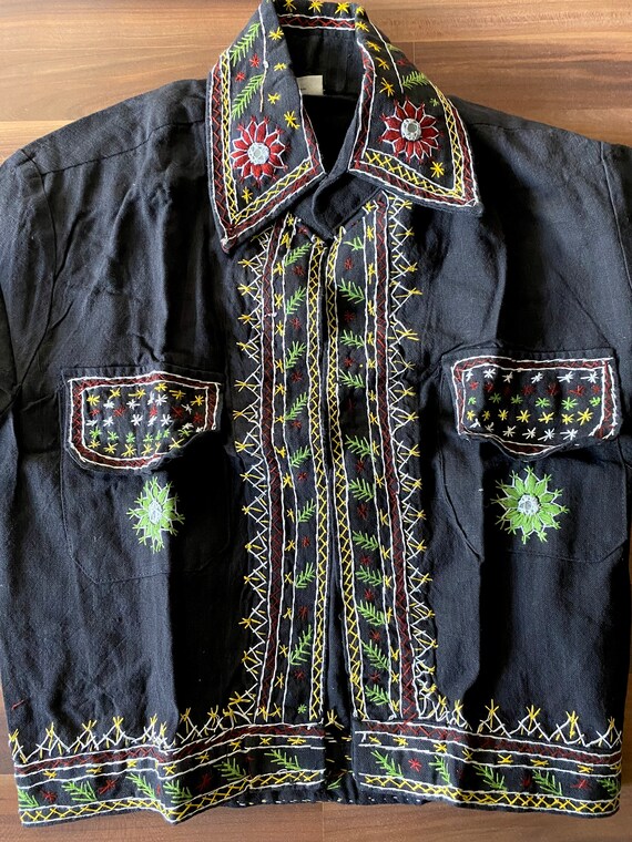 Midnight Embroidered Jacket | 60s vintage Indian … - image 5