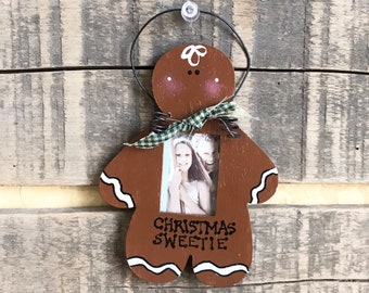 Wood Gingerbread Picture Frame Ornament