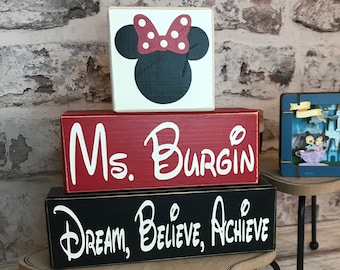 Dream Believe Achieve Teacher Gift Stacking Blocks