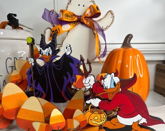Halloween Daisy Donald Tiered Tray | 3D Mini Wood Sign | Mini Donald Daisy | Tiered Disney Tray Mini Sign - Please Note Sizes In Description