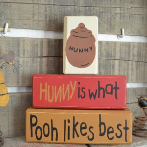 Winnie the Pooh Honey Is What Pooh Likes Best Stacking Wood Blocks | Hunny Pot