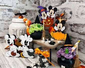 Halloween Mickey Tiered Tray Decor 3 - 3D Mini Wood Signs | Mini Mickey | Tiered Tray Mini Signs -- Please Note Sizes In Description