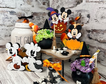 Halloween Mickey Tiered Tray Decor 3 - 3D Mini Wood Signs | Mini Mickey | Tiered Tray Mini Signs -- Please Note Sizes In Description