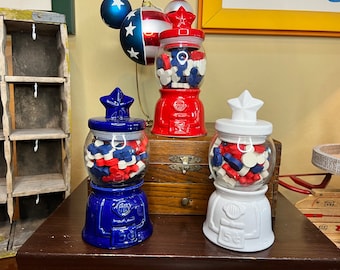 Classic Mickey Tiered Tray Decor - Patriotic - 4th Of July Candy Jar | Mini Mickey | Tiered Tray Mini Sign - Note Sizes In Description