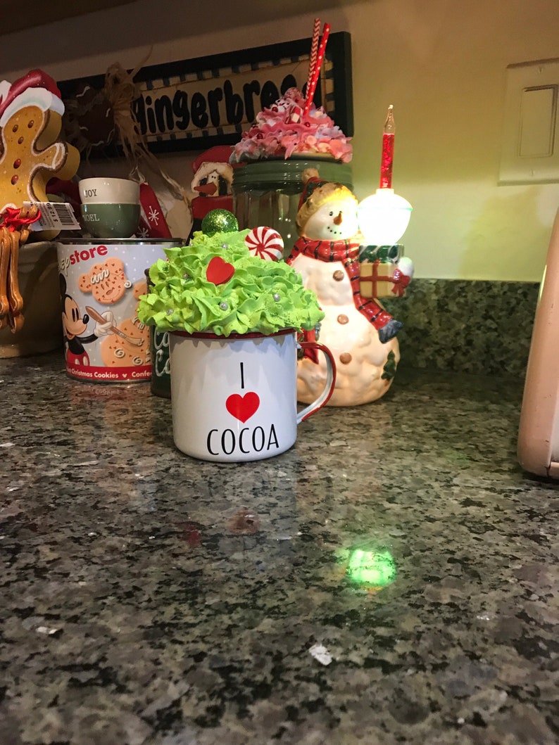 Christmas Faux Whipped Cream Mug Cup Topper Ornament Table Decoration