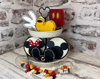 Classic Mickey Tiered Tray Decor - 3D Mini Wood Signs | Mini Mickey | Tiered Tray Mini Signs -- Please Note Sizes In Description