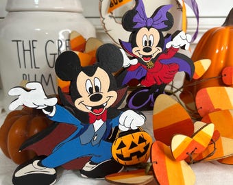 Halloween Mickey Tiered Tray Decor 2 - 3D Mini Wood Signs | Mini Mickey | Tiered Disney Tray Mini Signs -- Please Note Sizes In Description