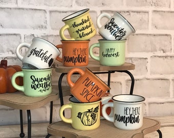 Mini Fall Halloween Thanksgiving Mug Tiered Tray Decor Fall Decorations