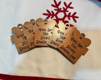 Secret Santa Selection Tags | Reusable Secret Santa Tag |  Santa Gift Label | Secret Santa Drawing Tags | Christmas Gift Secret Tag Ornament