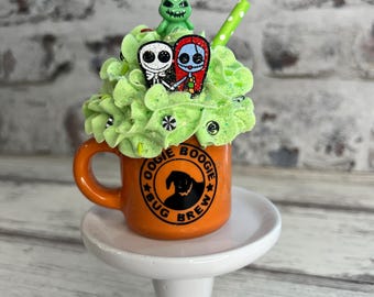 Jack Sally Faux Whipped Cream Cup Topper | Ornament Table Decoration | Tiered Tray | Halloween Decor | Oogie Boogie Decor | Tiered Tray Cup
