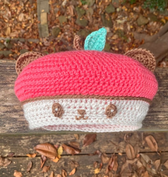 Panda Apple Beret Crochet Pattern - Kawaii Hat, Cute DIY  display picture 2