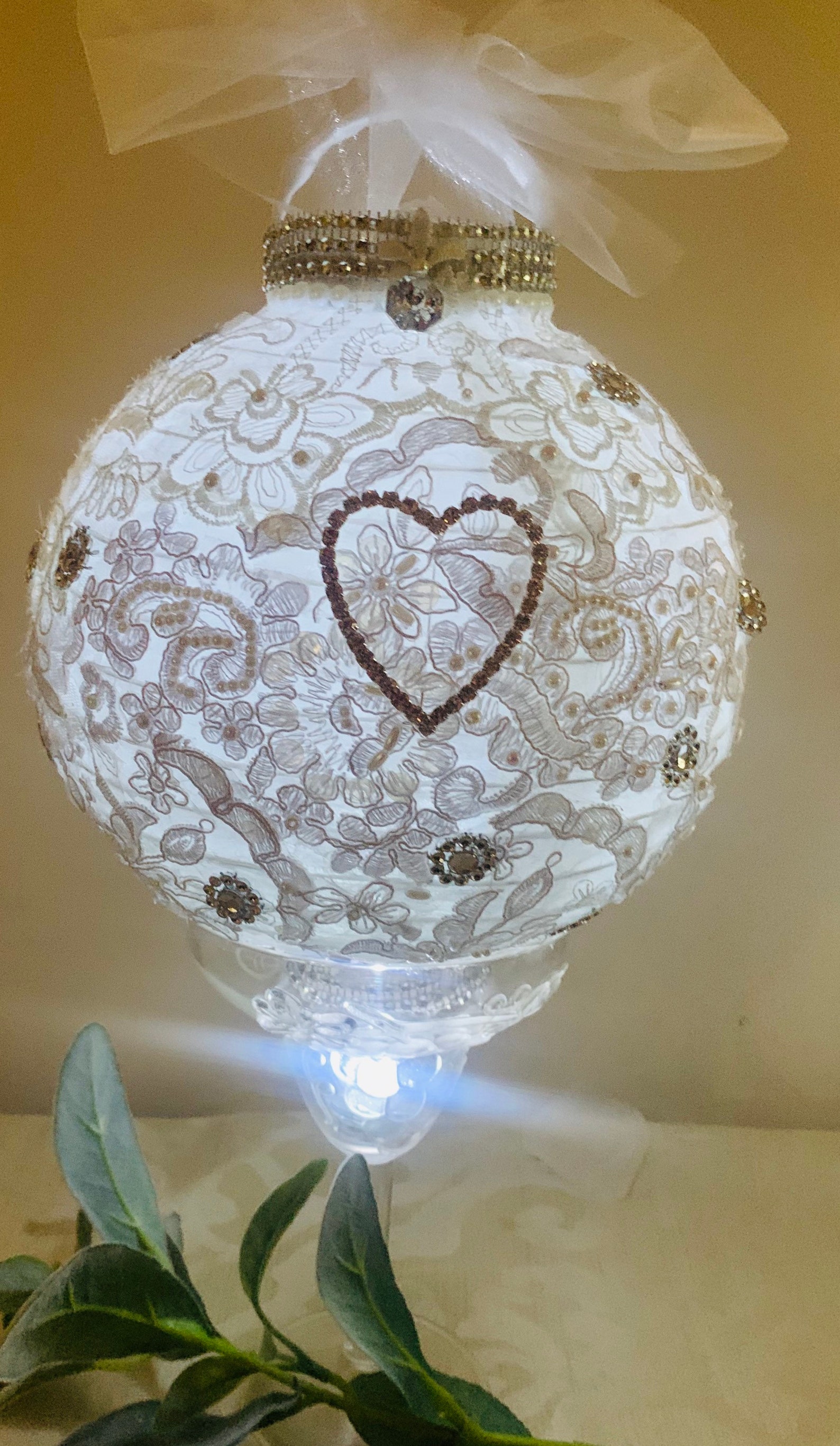 Bridal Collection White Lantern Rhinestone Heart Favors Etsy