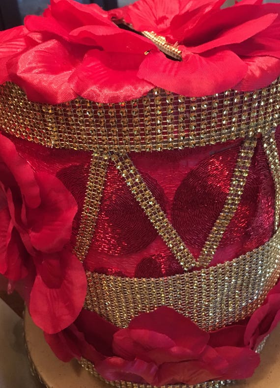 Card Box Red Wedding Card Box Bridal Keepsake Mementos Etsy