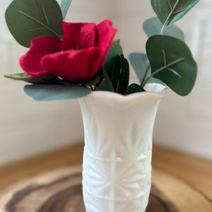 Vintage Hazel Atlas Milk Glass Starburst Vase