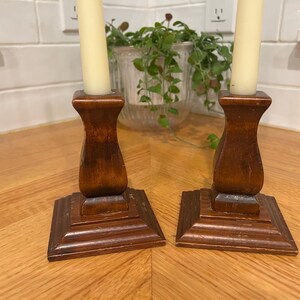 Vintage Wooden Candlestick Holders