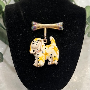 Vintage Enamel Dog Brooch/ Pendant