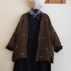 Hand embroidery walnut overcoat, Hand-embroidery, Women's Clothing, Acorn embroidery