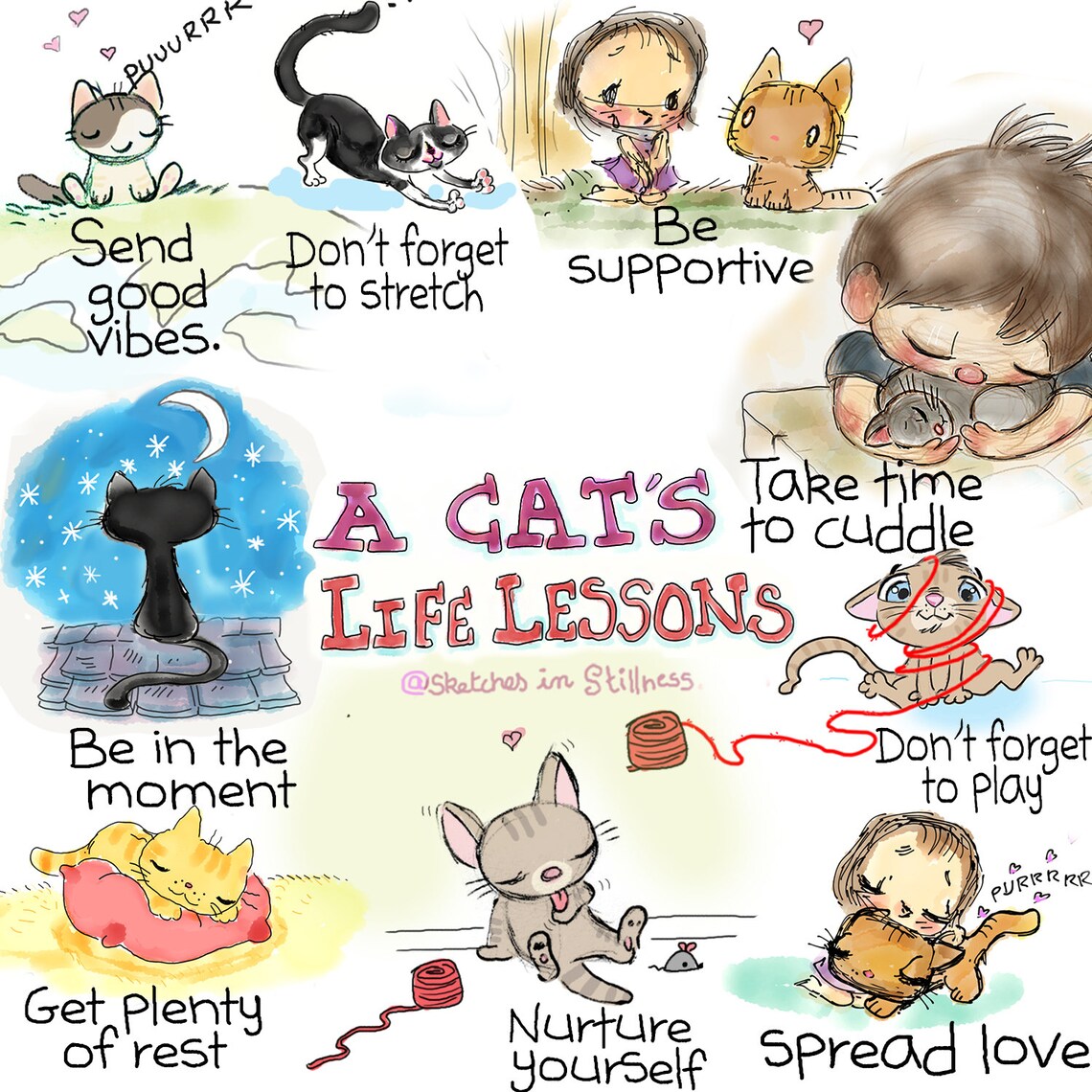 Digital Print A Cat's Life Lessons, Downloadable - Etsy