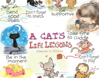 Digital Print A Cat's Life Lessons, Downloadable