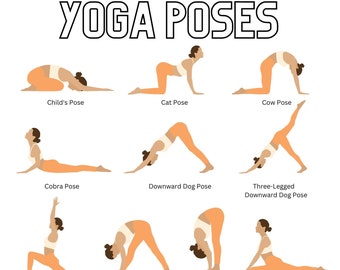 Yoga Posen Diagramm | Anfänger Asanas Guide (Digitale Dateien)