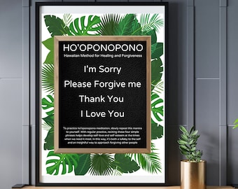 Ho'oponopono Hawaiian Prayer Print, Spiritual Wall Art (Digital Download)