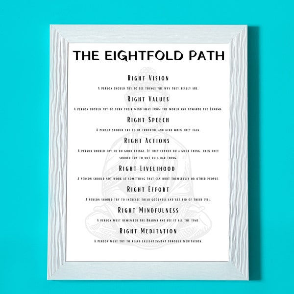 Eightfold Path Print, Buddha wall art, Buddhism, Spiritual Decor, Inspirational poster, best gift idea for Buddhist