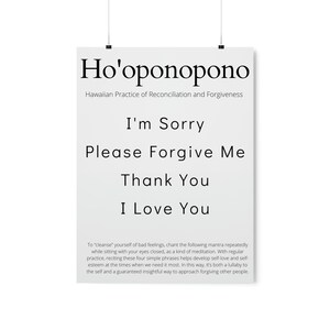 Ho&#39;oponopono Poster I Wall Art I Hawaiian prayer I Spiritual Hippie decor | Premium Matte Vertical Posters