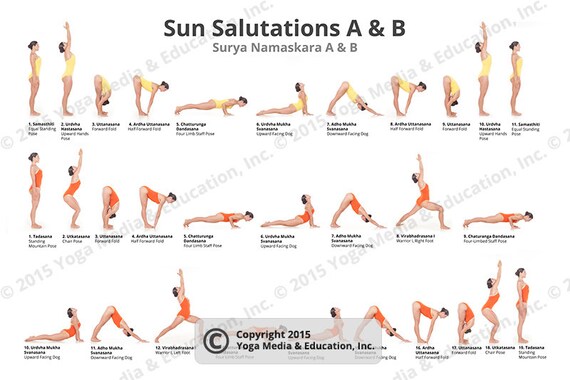Yoga Sun Salutes Printable Pdf 8 5x11 Etsy