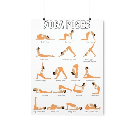 Yoga Poses, Chakra, Chart, Poster, Yoga Print, Yoga Art Wall Hanging,  Asanas, Decor, Spiritual, Yogi Gift, Canvas Poster,
